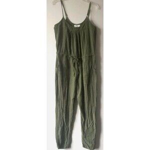 Xirena Olive green Cotton Gauze romper Boho sleeveless Relaxed Pockets Sz B